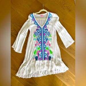 Lilly Pulitzer White and Blue Embroidered Swim Coverup
